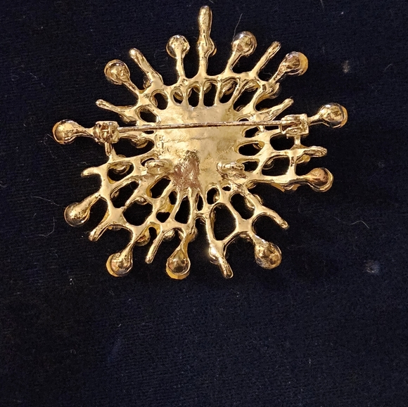 VTG Aurora Forealis Rhinestone Starburst Brooch/Chain Slider Pendant  Oval - Picture 5 of 6